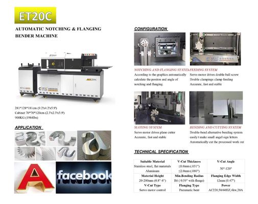 EJON ET20C V-snijmachine voor het buigen van brieven zonder trim